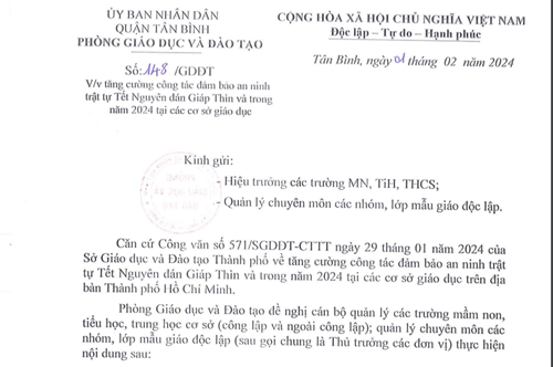 Về việc tăng cường công tác đảm bảo an ninh trật tự, an toàn trường học
