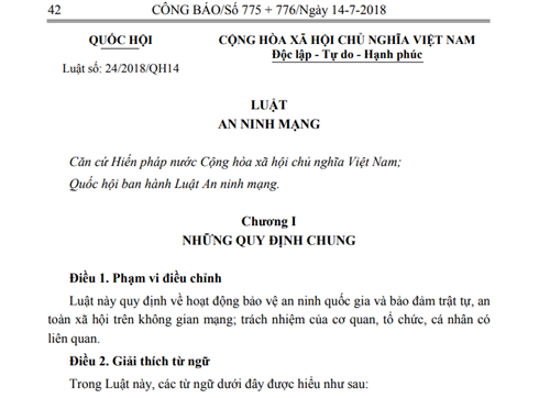 Luật An ninh mạng số 24/2018/QH14