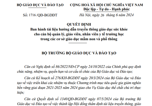 Về thực hiện Bộ tài liệu truyền thông giáo dục sức khỏe