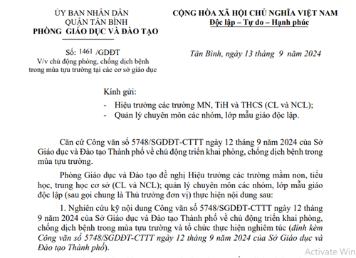 Về chủ động phòng, chống dịch bệnh trong mùa tựu trường