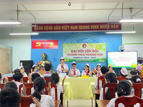 Ngày 18 tháng 10 năm 2024, ĐẠI HỘI LIÊN ĐỘI TRƯỜNG TRUNG HỌC CƠ SỞ TRƯỜNG SƠN, NHIỆM KỲ NĂM HỌC 2024-2025.