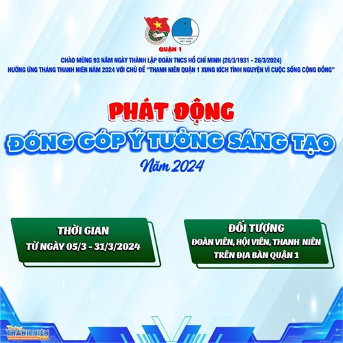 Phát động đóng góp  ý tưởng sáng tạo  trên cổng thông tin ý tưởng sáng tạo thành phố hồ chí minh hưởng ứng tháng thanh niên năm 2024