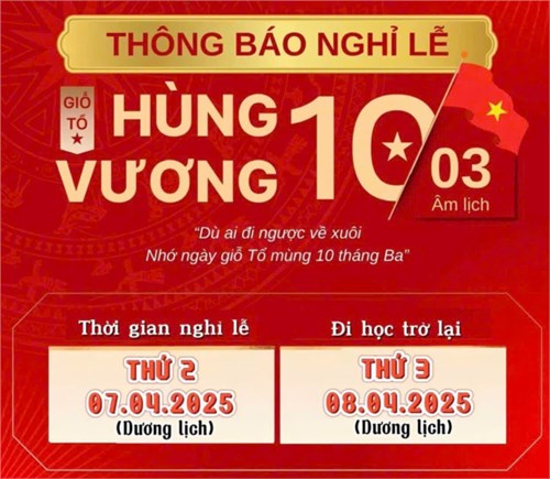 Về việc nghỉ Lễ Giỗ Tổ Hùng Vương năm 2025