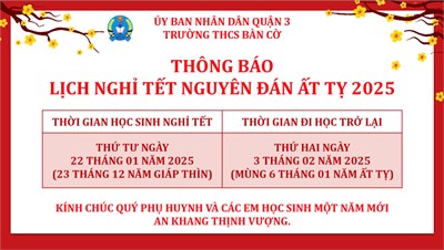 Thông báo Lịch nghỉ Tết Nguyên đán Ất Tỵ 2025