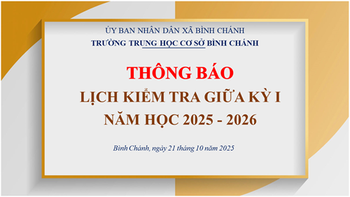 Lịch kiểm tra giữa kỳ I năm học 2025 - 2026