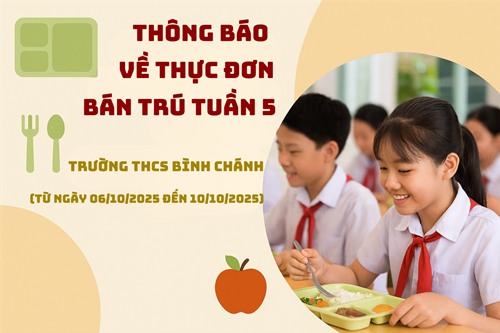 Trường THCS Bình Chánh - Thông báo - Thực đơn bán trú tuần 5