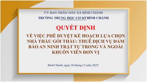 QUYẾT ĐỊNH- Về việc phê duyệt kế hoạch lựa chọn nhà thầu gói thầu: Thuê dịch vụ đảm bảo an ninh trật tự trong và ngoài khuôn viên đơn vị
