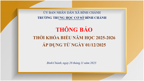 Trường THCS Bình Chánh - Thông báo - Thời khóa biểu năm học 2025-2026