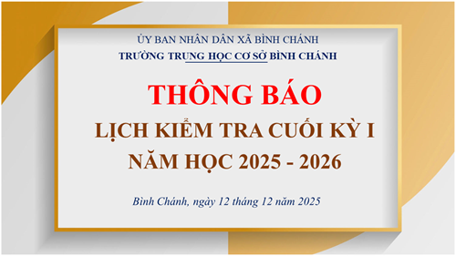 Thông báo - Lịch kiểm tra cuối học kỳ I năm học 2025-2026