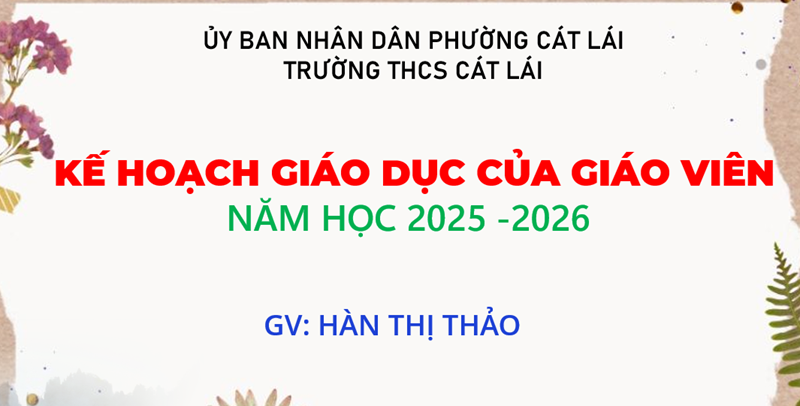 Kế hoạch giáo dục của giáo viên năm học 2025-2026 - GV: Hàn Thị Thảo