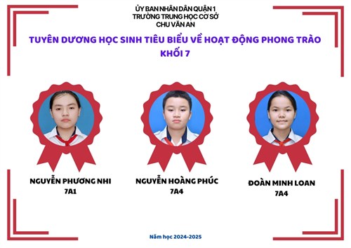 Khối 7-Tuyên dương học sinh tiêu biểu về hoạt động phong trào