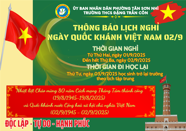 [Thông báo] Lịch nghỉ ngày Quốc khánh Việt Nam