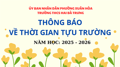 Thông báo về thời gian tựu trường năm học 2025 - 2026