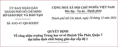 Quyết định công nhận đạt KĐCLGD năm 2024