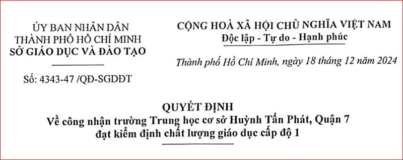 Quyết định công nhận đạt KĐCLGD năm 2024