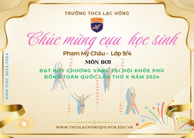 Chúc mừng cựu  học sinh Phạm Mỹ Châu đạt huy chương vàng tại Hội khỏe phù Đổng toàn quốc lần thứ X- Năm 2024