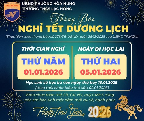 Thông báo lịch nghỉ tết dương lịch