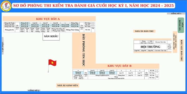 Danh sách dự thi và Sơ đồ phòng kiểm tra đánh giá cuối kỳ 1 năm học 2024-2025