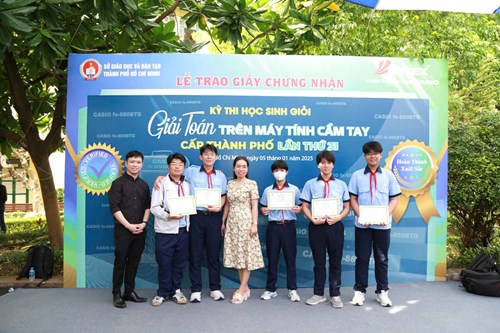 Đội tuyển giải toán trên máy tính cầm tay Casio trường THCS Lê Lợi đạt giải cao trong kỳ thi  Học sinh giỏi giải toán trên máy tính cầm tay cấp Thành phố lần thứ 31  NH 2024 - 2025