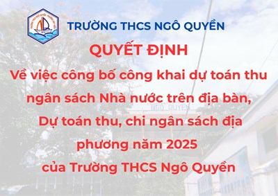 Quyết định Về việc công bố công khai dự toán thu ngân sách Nhà nước trên địa bàn, Dự toán thu, chi ngân sách địa phương năm 2025 của Trường THCS Ngô Quyền