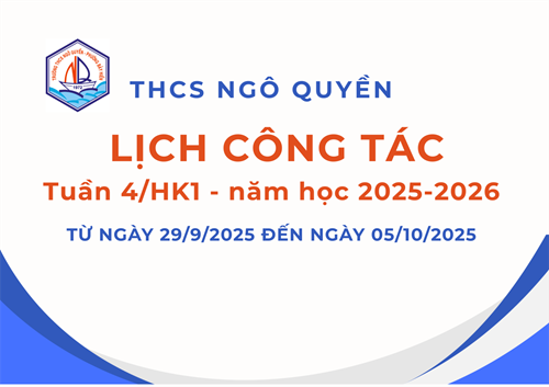 Lịch công tác Tuần 4/HK1 - năm học 2025-2026