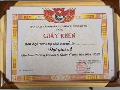 🎉🎉Chúc mừng thành tích Liên Đội THCS Nguyễn Du ở Ngày hội Đội viên Quận 1 năm học 2024 - 2025