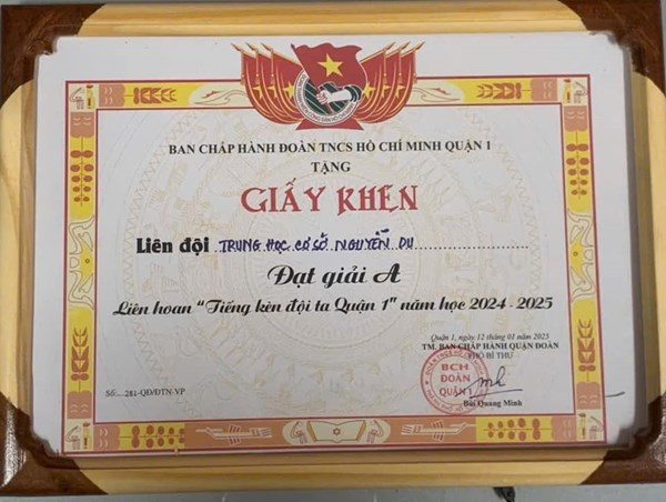 🎉🎉Chúc mừng thành tích Liên Đội THCS Nguyễn Du ở Ngày hội Đội viên Quận 1 năm học 2024 - 2025