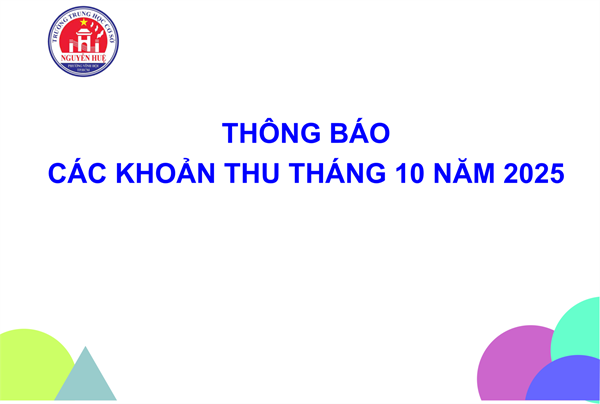 Thông báo các khoản thu tháng 10 năm 2025