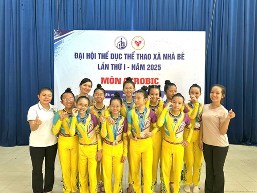 Xin chúc mừng  học sinh trường THCS Nguyễn Thị Hương đã đạt thành tích xuất sắc môn thi Aerobic tại ĐH TDTT xã Nhà Bè lần thứ I-2025. Kết quả đạt Huy chương Bạc nội dung đồng đội 5 người và Huy chương đồng nội dung đồng đội 3 người./.