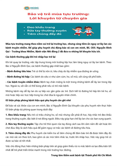 Bảo vệ trẻ mùa tựu trường - Lời khuyên từ chuyên gia