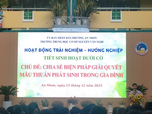Hoạt động trải nghiệm - hướng nghiệp Tiết sinh hoạt dưới cờ ngày 15 tháng 12 năm 2025 - Chủ đề:  Chia sẻ biện pháp giải quyết mâu thuẫn phát sinh trong gia đình 