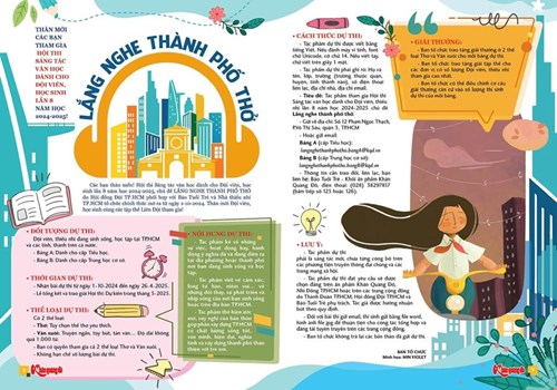 Hội thi sáng tác văn học dành cho thiếu đội viên, học sinh lần 8 năm học 2024 - 2025 với chủ đề  Lắng nghe thành phố thở 