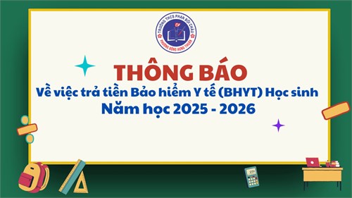 Thông báo về việc trả tiền Bảo hiểm y tế (BHYT) học sinh