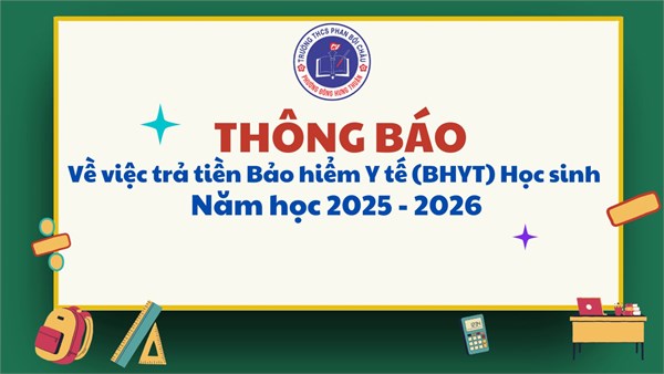 Thông báo về việc trả tiền Bảo hiểm y tế (BHYT) học sinh