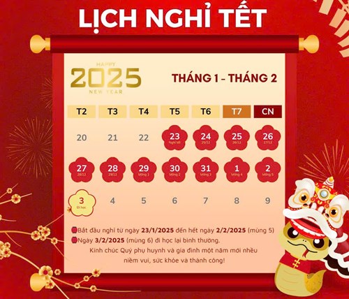 Lịch nghỉ Tết Nguyên đán 2025