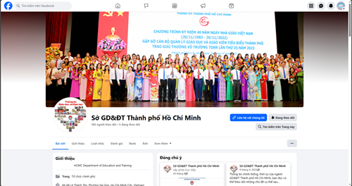 Trang cộng đồng Sở Giáo dục và Đào tạo Thành phố Hồ Chí Minh trên mạng xã hội.