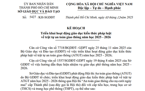 Sở Giáo dục và Đào tạo phát động Hội thi  An toàn giao thông cho nụ cười ngày mai  cấp Thành phố năm học 2025 - 2026