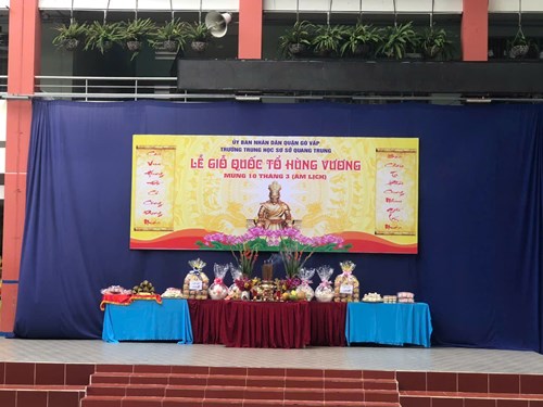 Sáng thứ 2 ngày 31/3/2025, Trường THCS Quang Trung tổ chức Lễ Giỗ Quốc Tổ Hùng Vương Mùng 10 tháng 3 (Âm lịch)