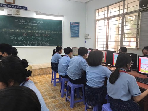 Liên đội THCS Quang Trung tổ chức cho đội viên tham gia hội thi trực tuyến  Tìm hiểu Luật trẻ em 2016 , thời gian từ 06/11/2024 đến 15/11/2024. Hội thi thu hút đội viên tham gia, số lượt tham gia dự thi là 1192 lượt thi.