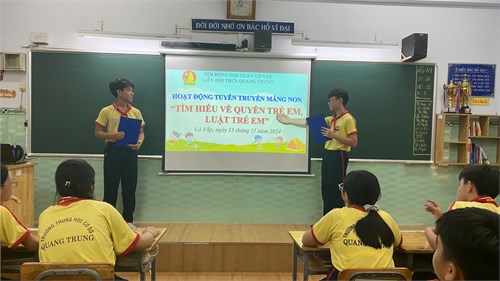 Hoạt động của đội tuyên truyền măng non tại các Chi đội: sinh hoạt tháng 11 với chủ đề  Tìm hiểu về Quyền trẻ em,   Luật trẻ em 