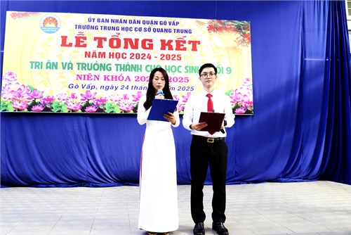 Ngày 24 tháng 5 năm 2025, Trường THCS Quang Trung tổ chức lễ tổng kết năm học 2024 - 2025. Tri ân và trưởng thành cho học sinh khối 9 niên khóa 2021 - 2025.