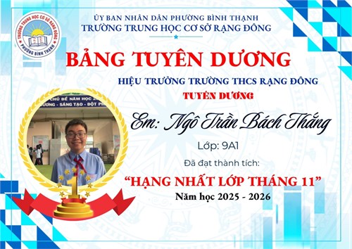 Tuyên Dương Các Học Sinh Đạt Hạng Nhất Đợt Báo Điểm Tháng 11 - 2025
