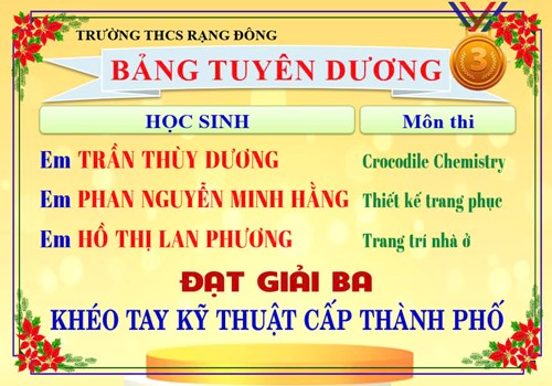 Tuyên Dương Các Học Sinh Đạt Giải Ba Cấp Thành Phố - Hội Thi Khéo Tay Kỹ Thuật
