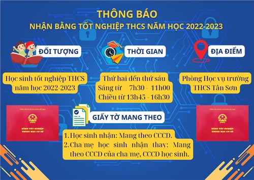 Thông báo nhận bằng tốt nghiệp thcs từ năm học 2022-2023