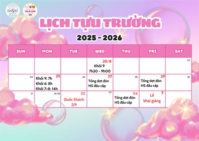 Lịch tựu trường năm học 2025 - 2026