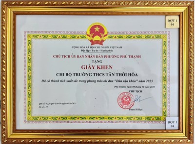 Trường THCS Tân Thới Hòa nhận GIẤY KHEN  DÂN VẬN KHÉO  