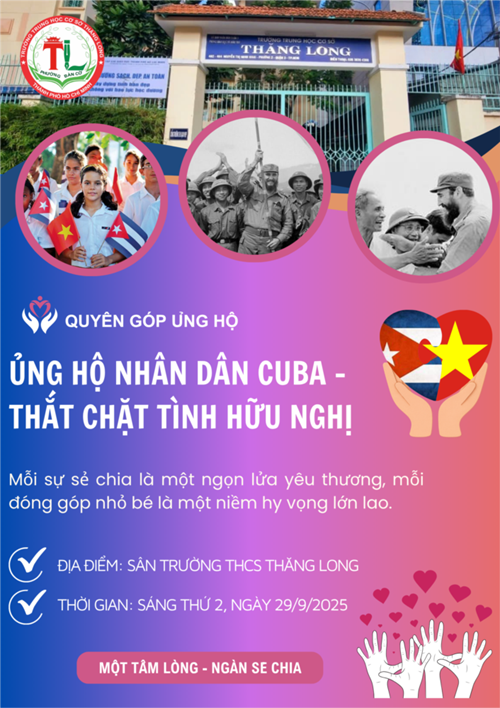 Trường THCS Thăng Long phát động quyên góp ủng hộ nhân dân Cuba