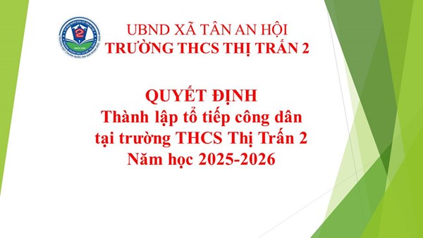 Quyết định thành lập tổ tiếp công dân - Năm học 2025-2026
