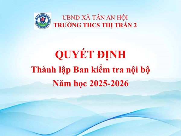 Quyết định về việc thành lập Ban kiểm tra nội bộ năm học 2025-2026