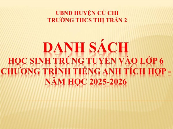 Danh sách học sinh trúng tuyển vào lớp 6 chương trình tiếng Anh tích hợp - Năm học 2025-2026